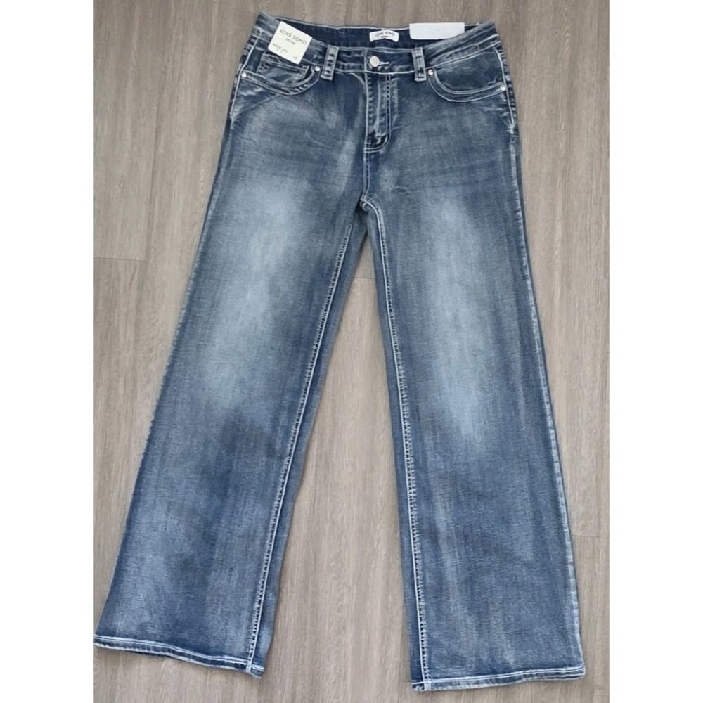 Love Soho Denim Women’s Jeans Size 15 Wide Leg Low Rise Embroidered - Picture 14 of 14